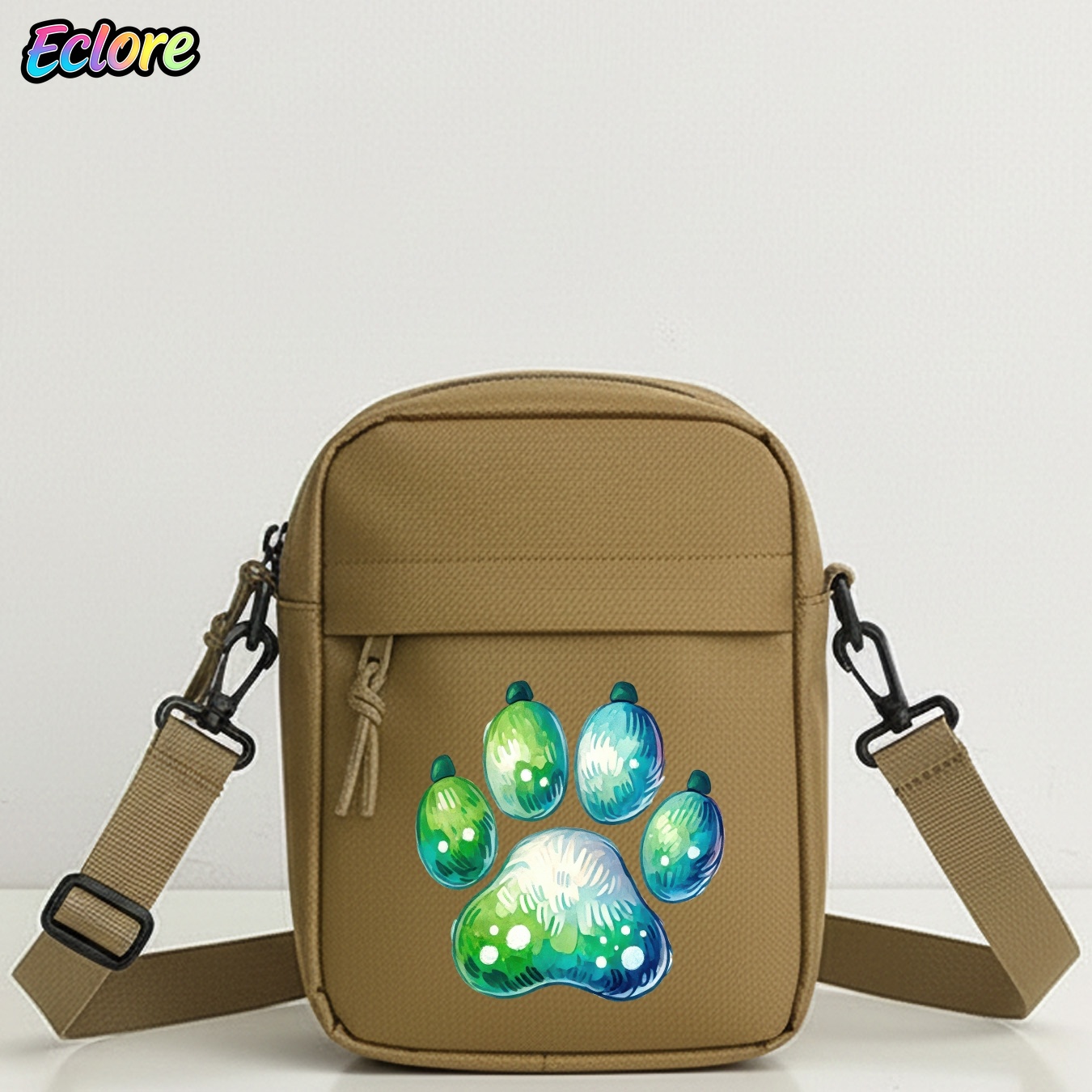 Commuter Cycling - Watercolor Animal Paw Print Shoulder Bag