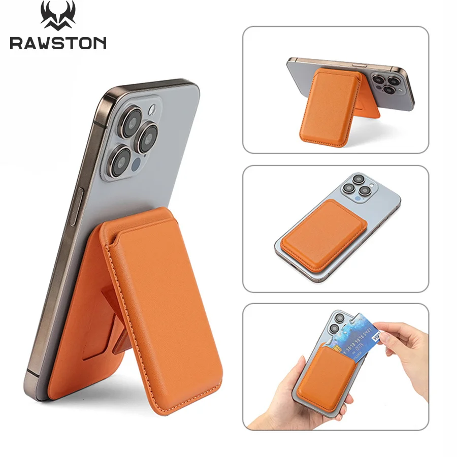 Kickstand Adjustable - Kickstand Magnetic Leather Wallet Case for